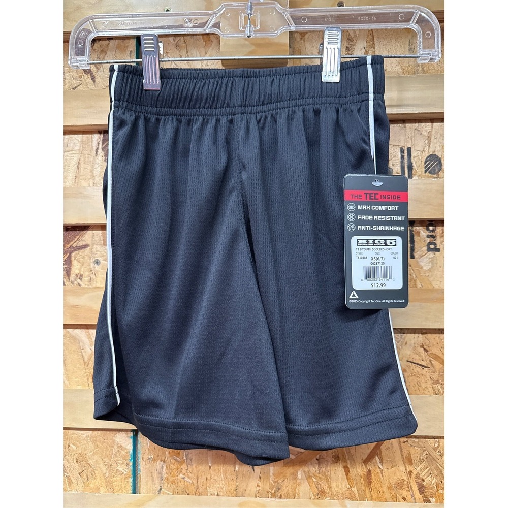 TEC-ONE Kids' Striker Soccer Shorts - Black/White, XS (6/7), XS (6/7)